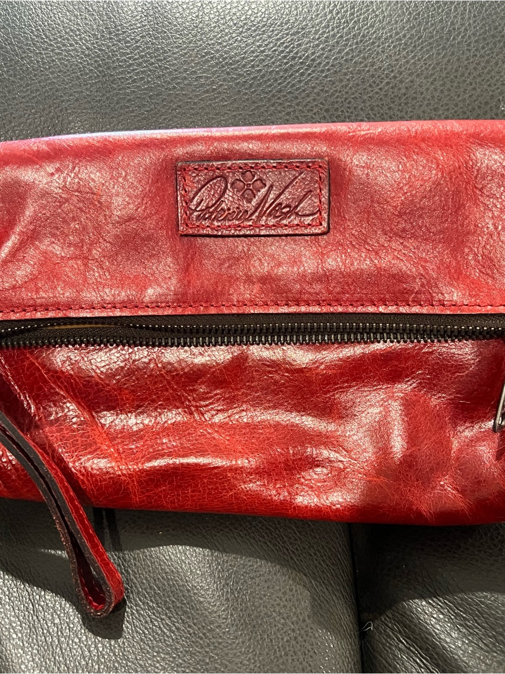 Patricia Nash Red Leather Wristlet Clutch with Zip